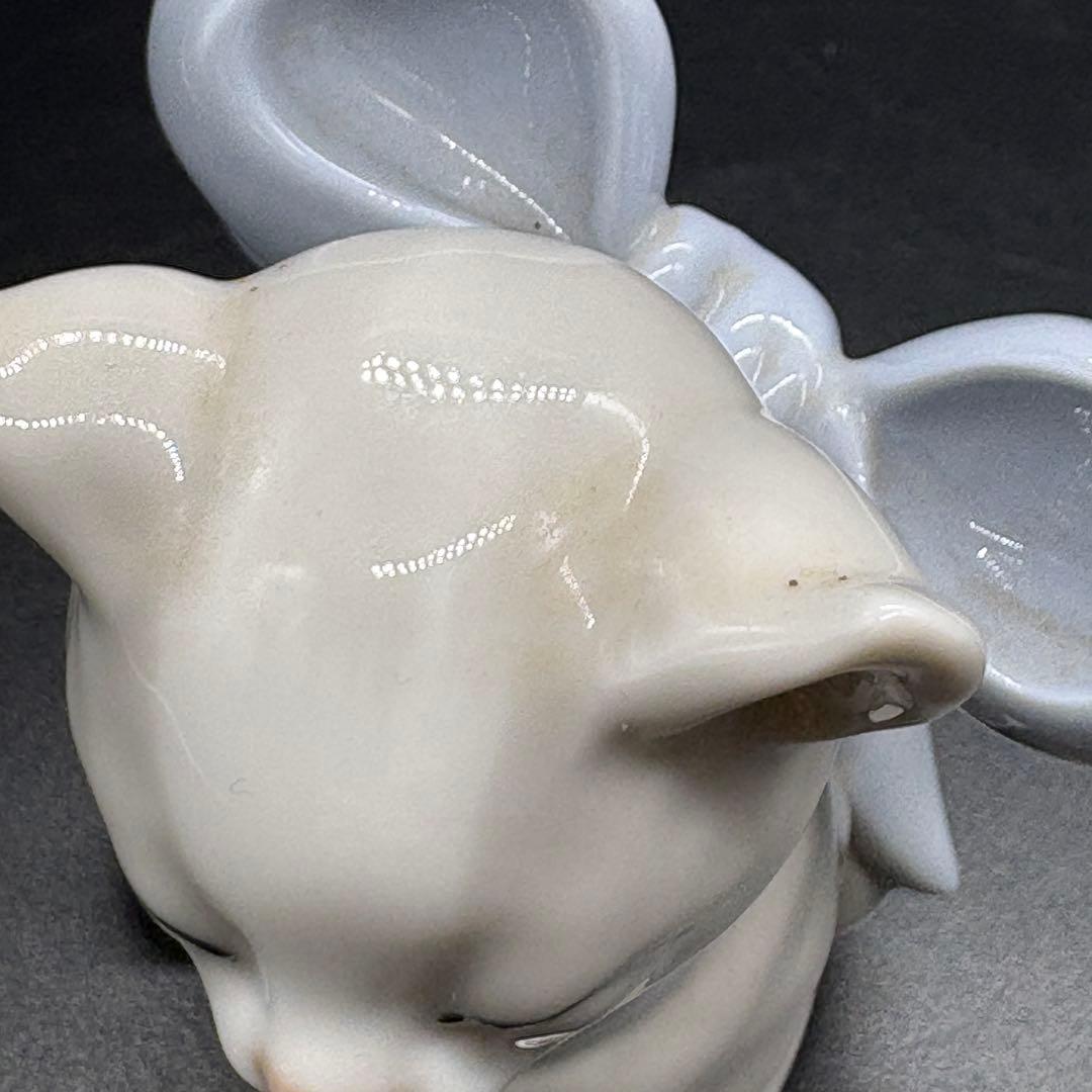 リヤドロ姉妹ブランドNAO　置物 フィギュリン 猫　リボン　　no.170