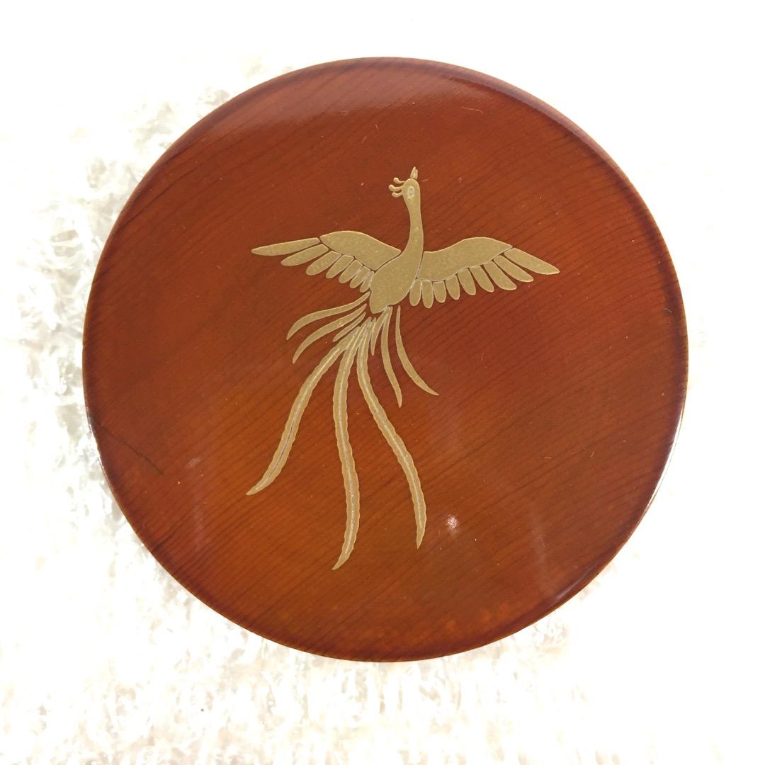 [三代目春斉] 前端春斉 溜檜木 鳳凰蒔絵円相香合 茶道具 杉浦澄子 伝統漆芸