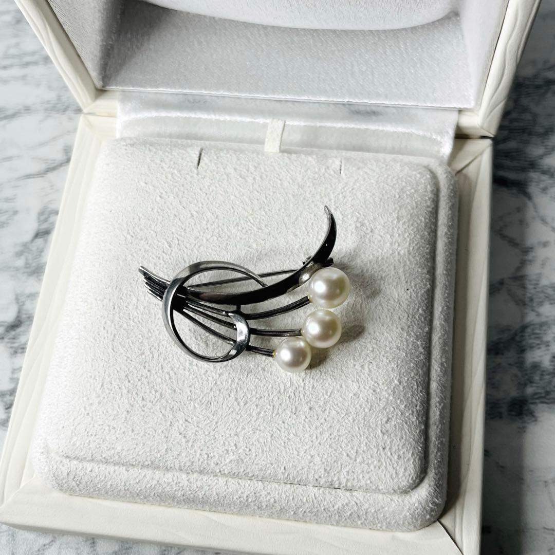 【美品✨】 MIKIMOTOブローチ フェザーモチーフ アコヤ真珠