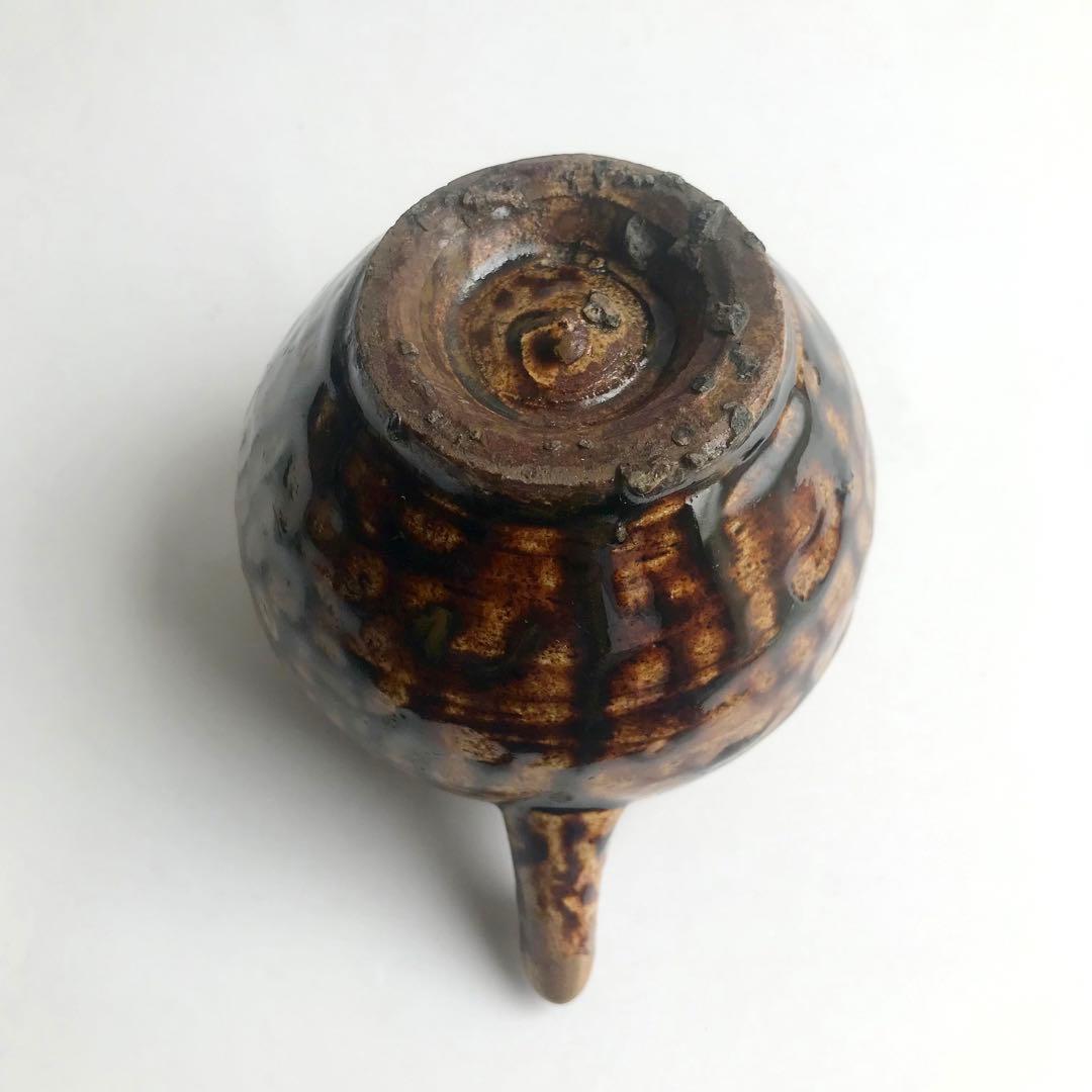 李朝　民芸　飴釉　酒器　水柱　小壺