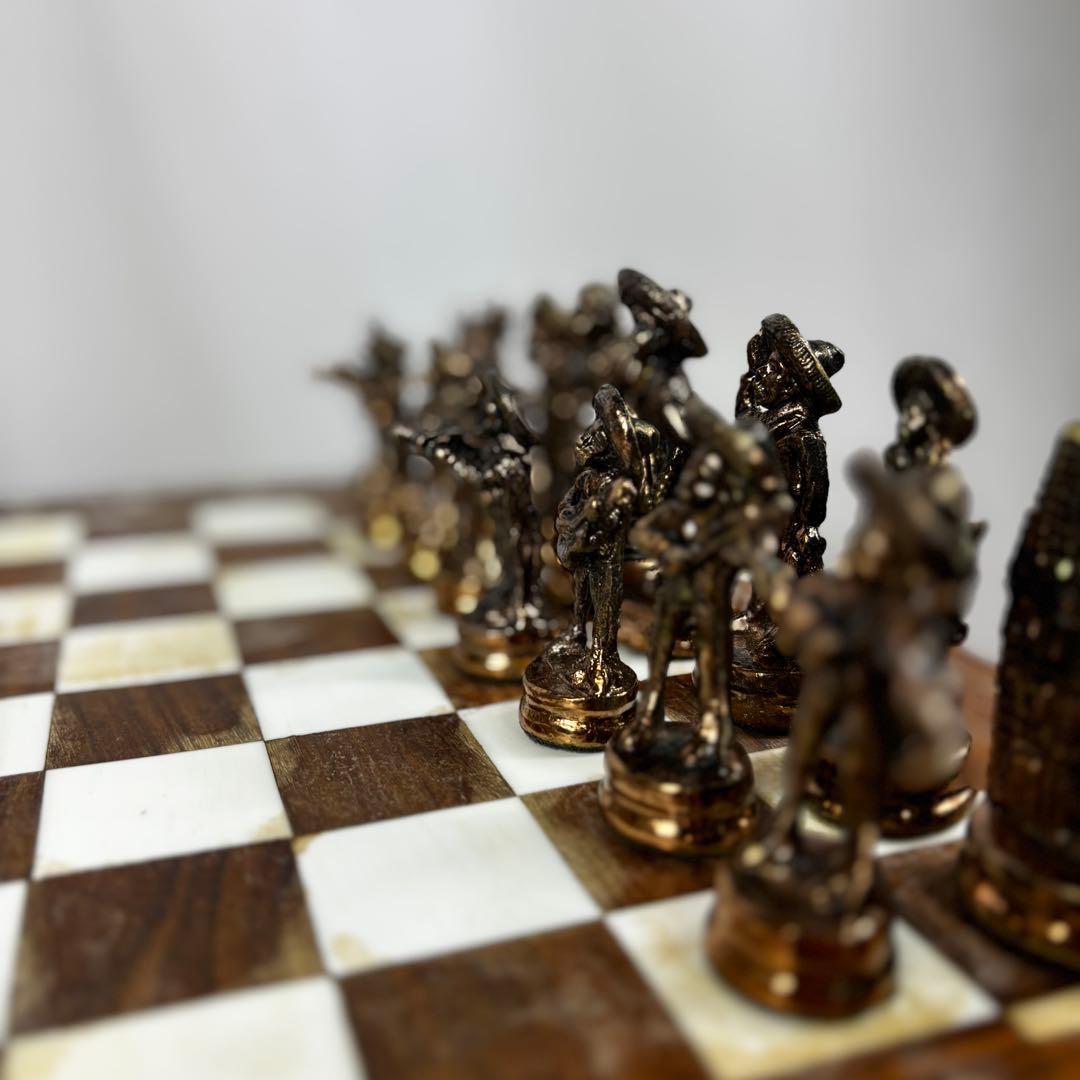 高級　ヴィンテージ　メタル製　チェスセット　猫脚　猫足