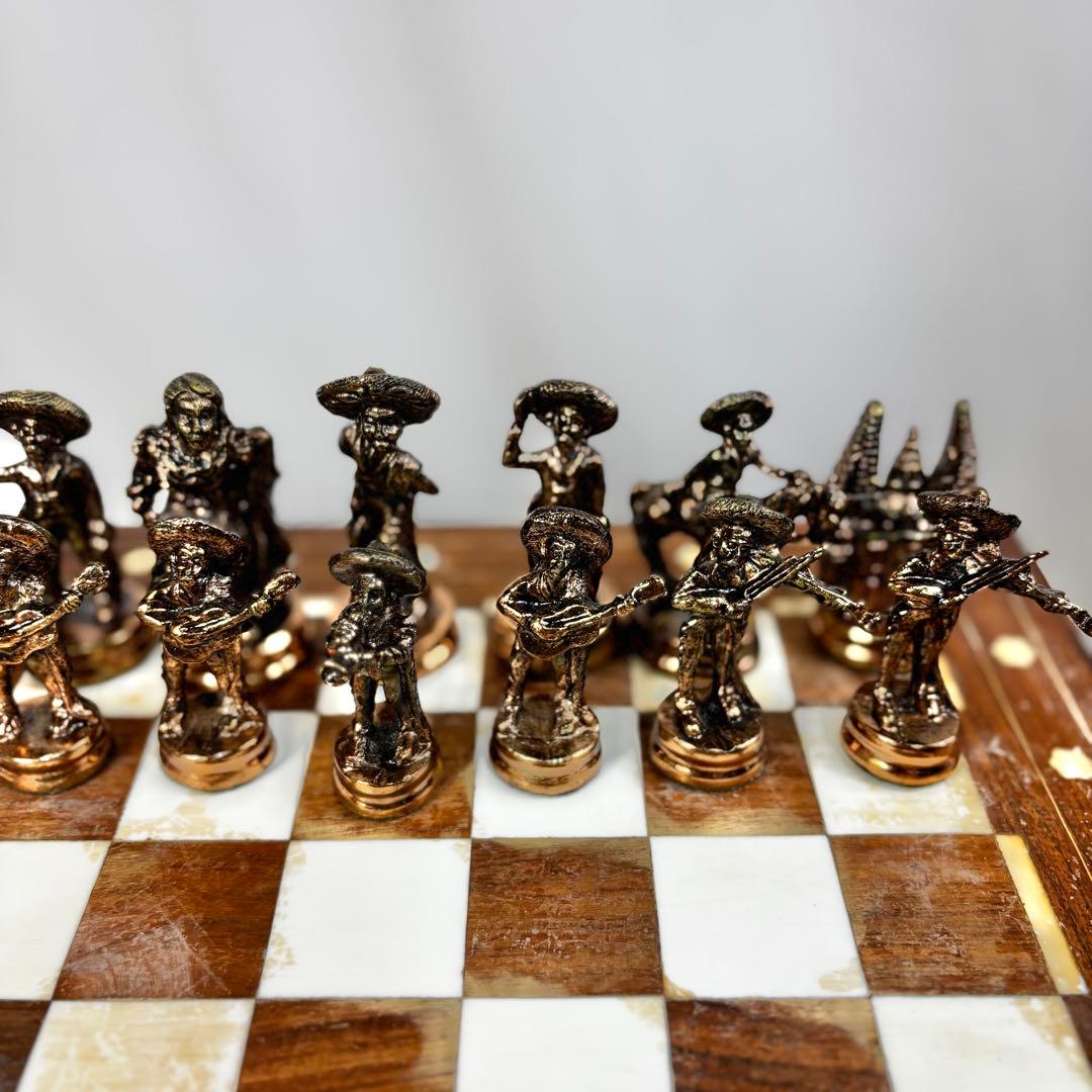 高級　ヴィンテージ　メタル製　チェスセット　猫脚　猫足