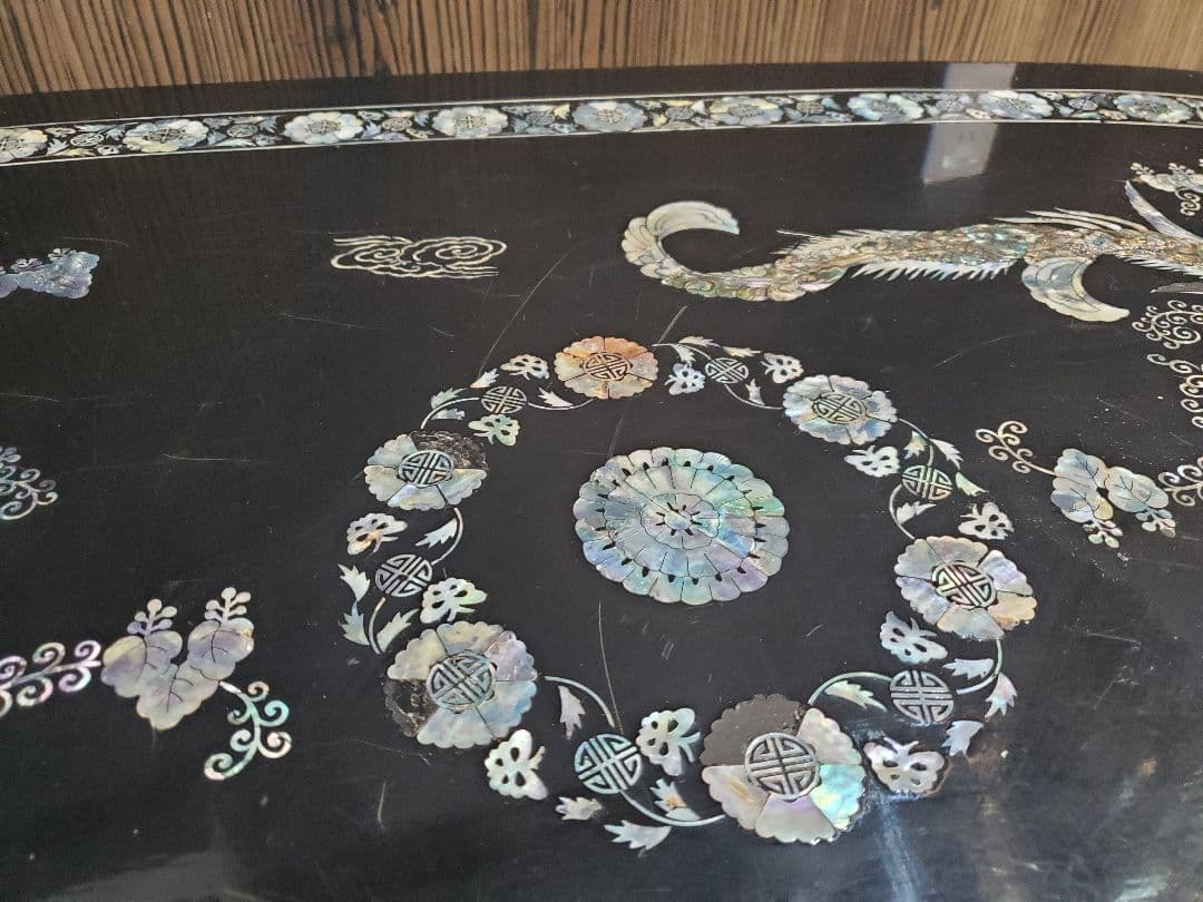 アジアンスタイル 木製楕円形テーブル