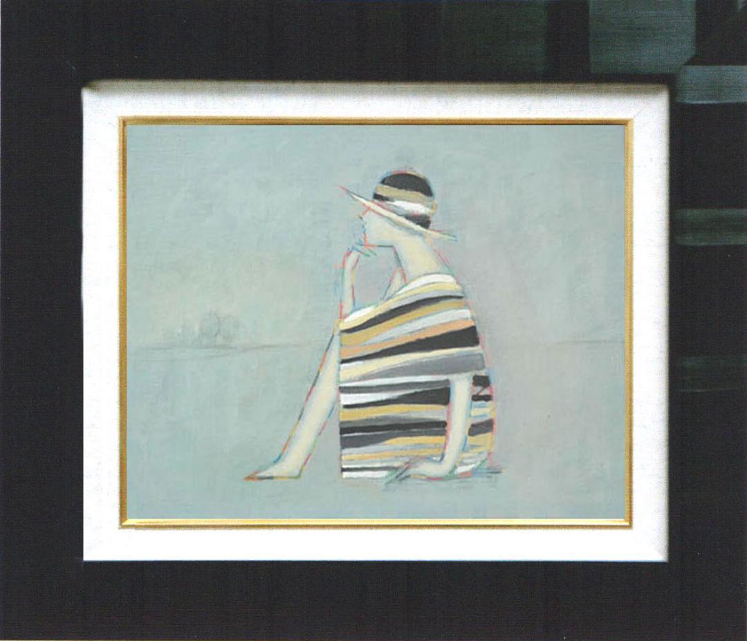 油絵 菅家令子 絵 絵画 インテリア 額付(黒) F4-071712 人物 女性