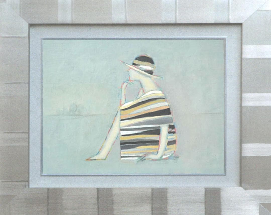 油絵 菅家令子 絵 絵画 インテリア 額付(黒) F4-071712 人物 女性