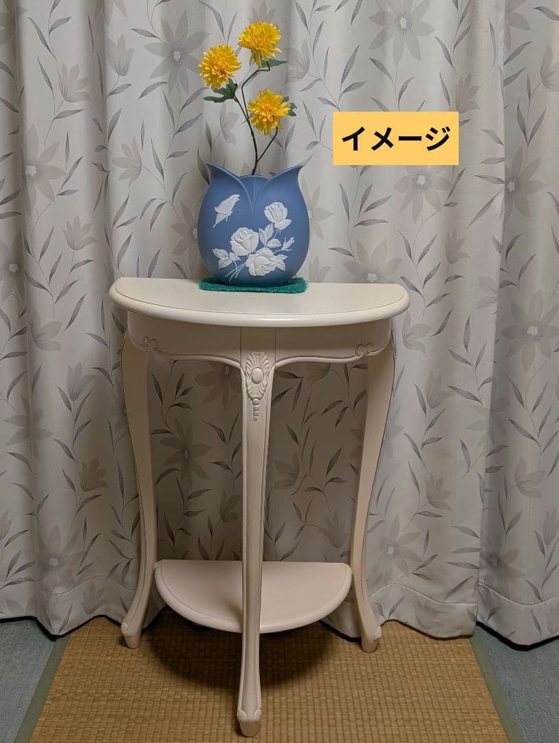 猫脚　半円形　コンソール 　サイドテーブル　2段　花台