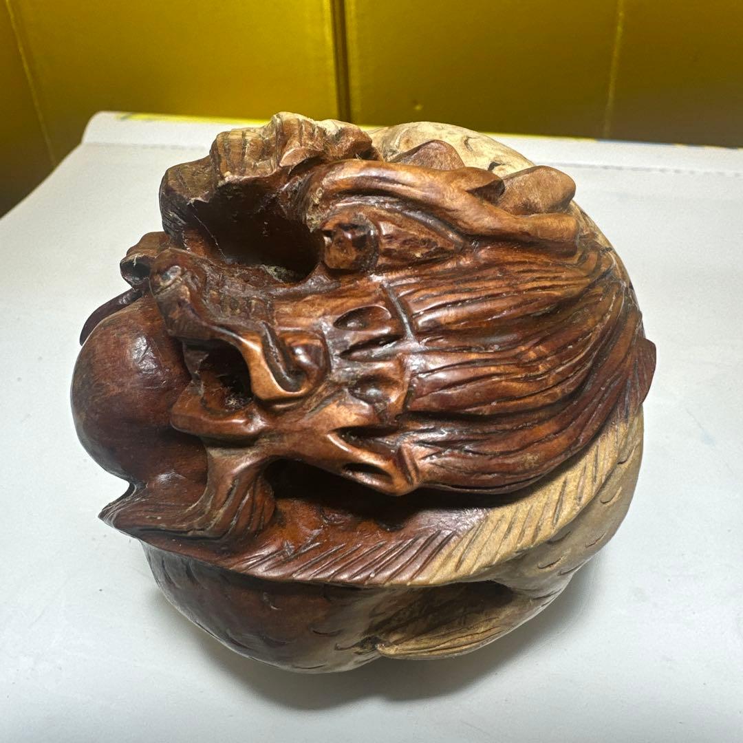 唐木，彫刻，紫檀，黄花梨，インテリア，中国，清刀，木製彫刻 ドラゴンと動物の球体