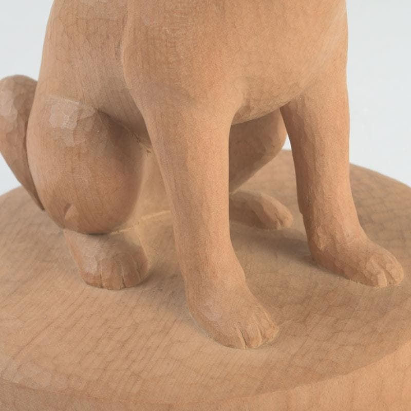 新木　氷馬 富山県工芸家　得地秀生作　木彫　犬　置物　共箱　V　9559