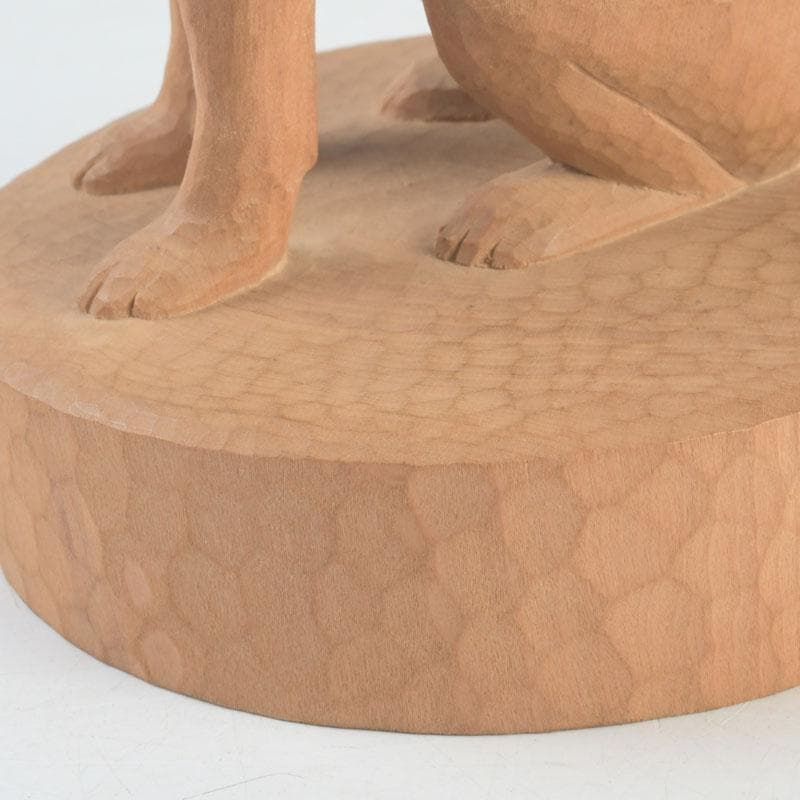 新木　氷馬 富山県工芸家　得地秀生作　木彫　犬　置物　共箱　V　9559