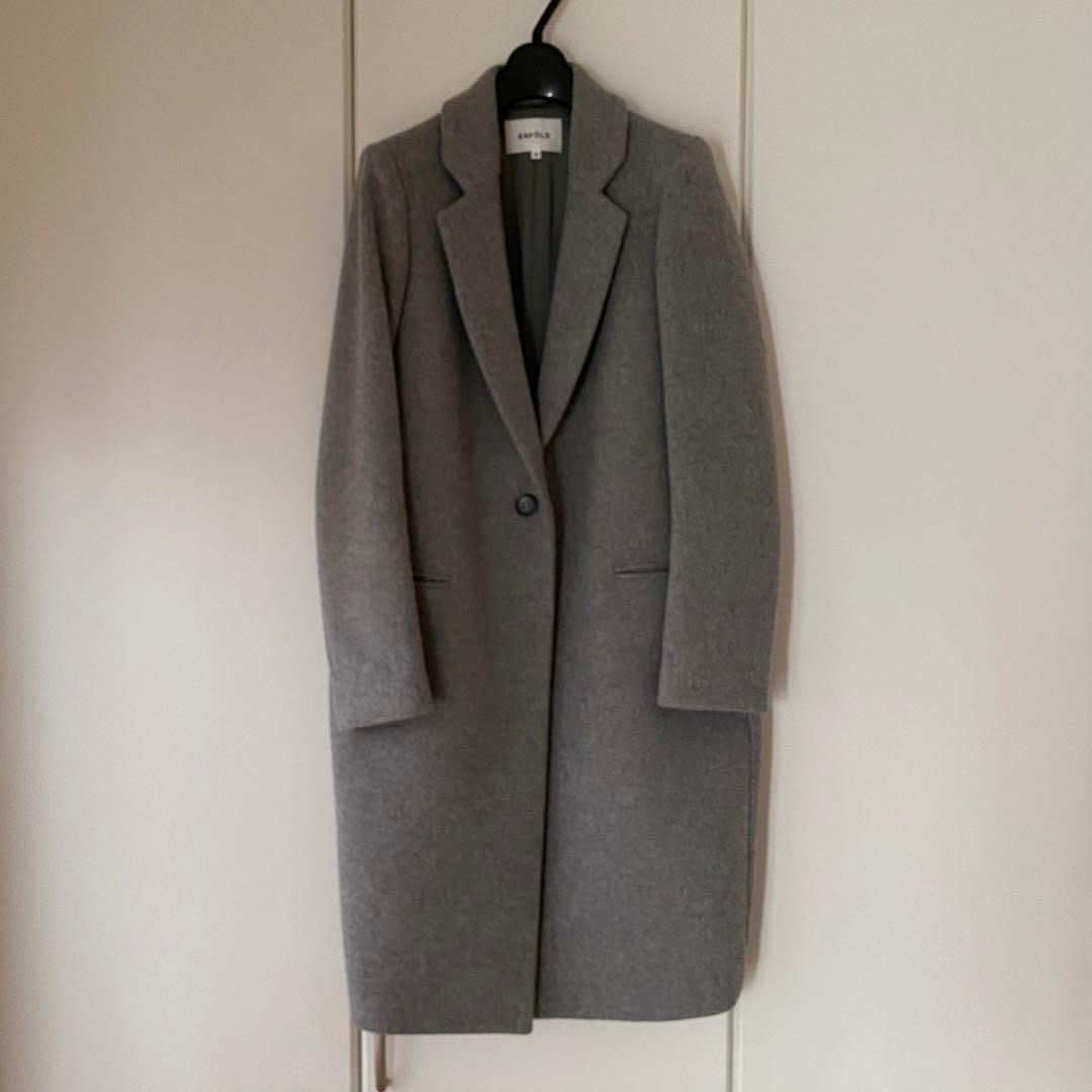 【良品】ENFOLD エンフォルド ライトメルトン テーラーコート　グレー　38