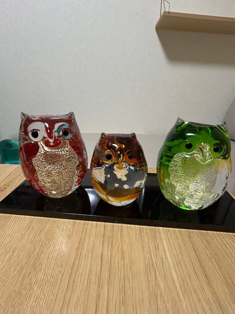 津軽びいどろ　ふくろう　セット