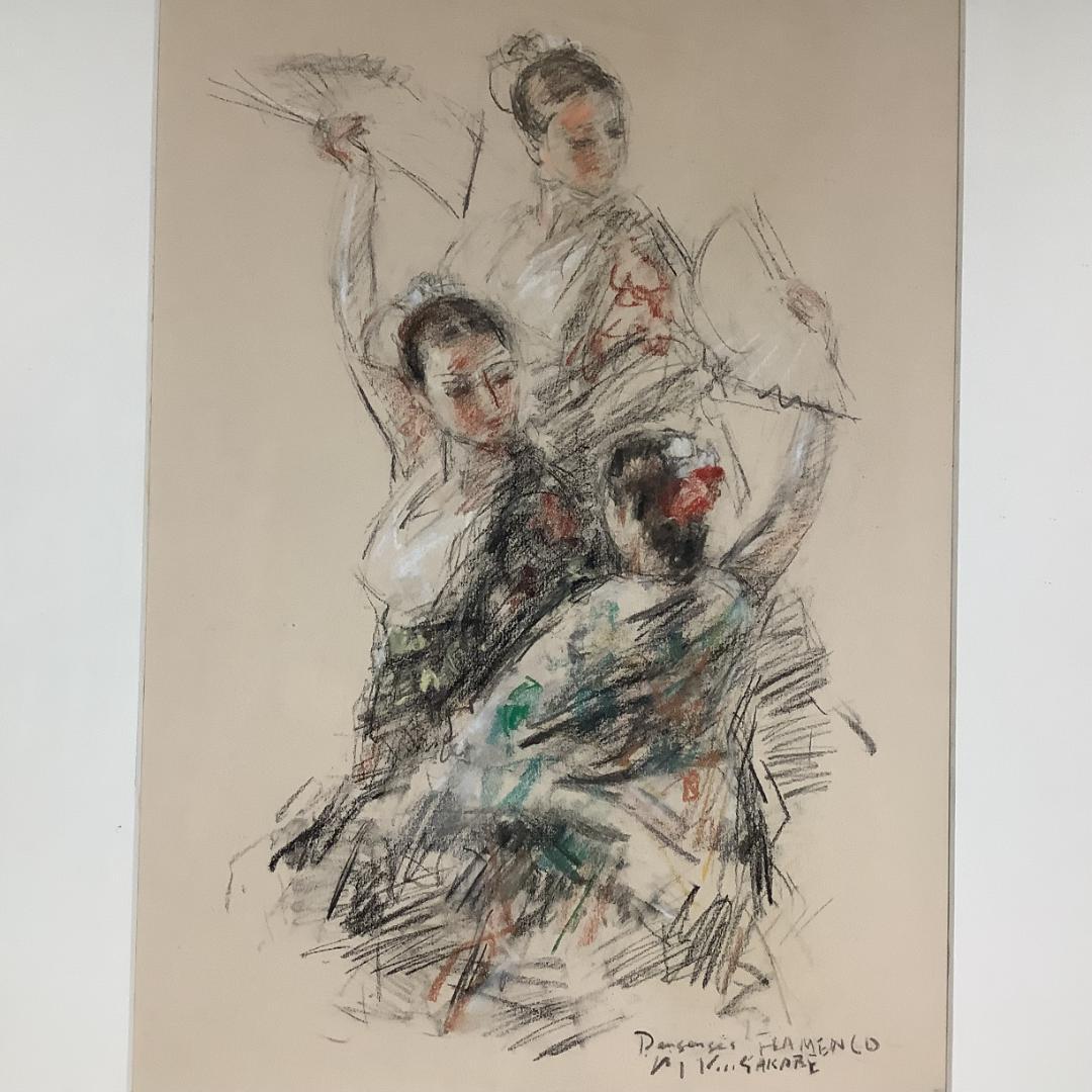 白い扇　スペイン舞踏　フラメンコ　日下部美樹　三脚付