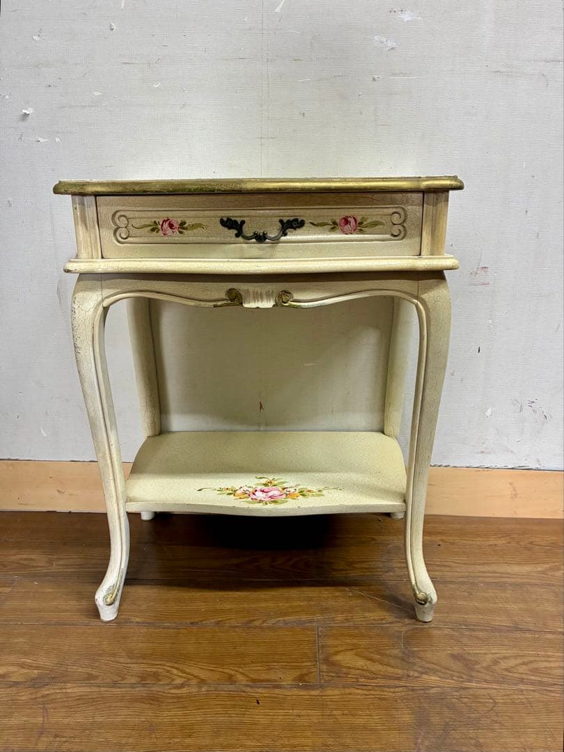 管399☆ イタリア製☆ロココ調☆姫家具☆ヒビ加工☆サイドテーブル