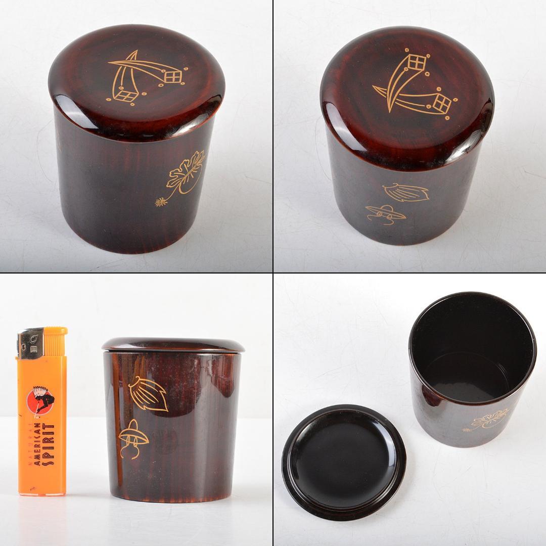 茶道具　山中塗　道場宗廣作　宝尽くし　末広茶器　共箱　M　R6004