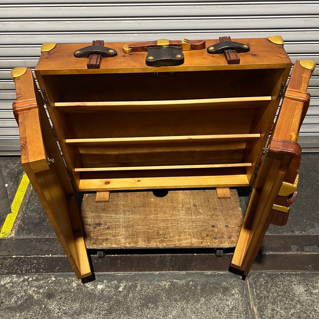 ［3716］ トランク型 木製シューズボックス アンティーク風 靴箱 収納家具