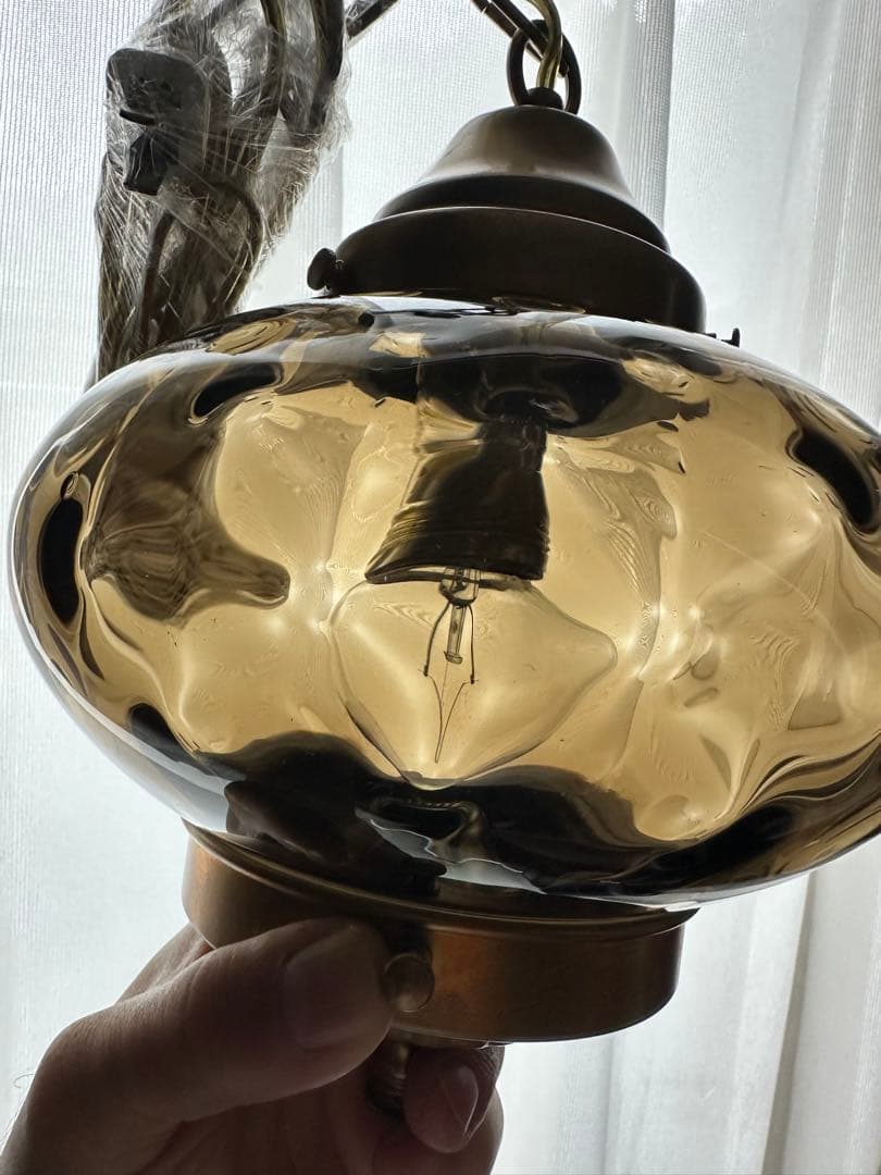 アメリカ製　1950s ヴィンテージ　ブラウンガラス　ランプ　ミッドセンチュリー