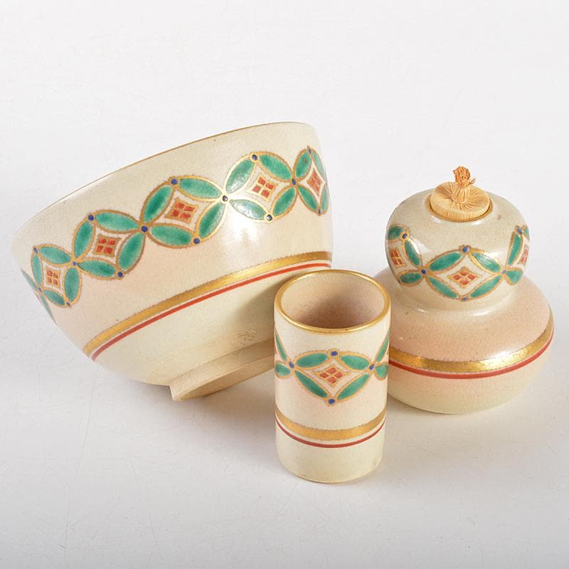 Sheryl京焼　中村秋峰造　茶碗　棗など　七点一式　仕覆付　VR7216