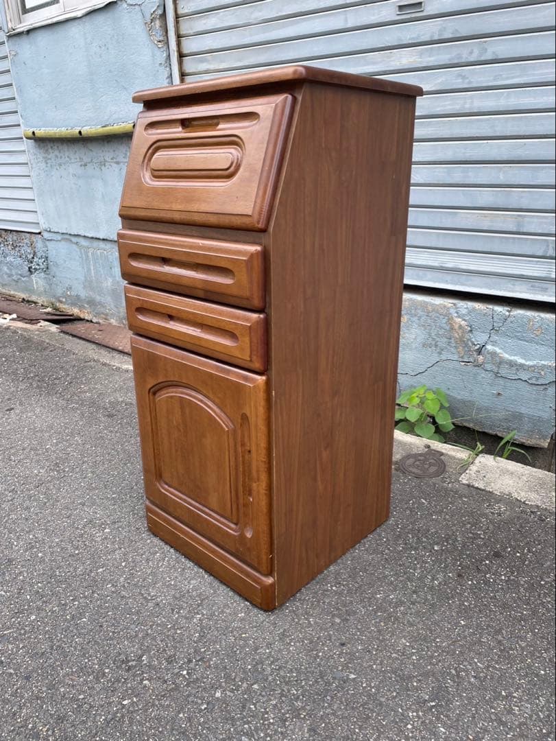 ライティングビューロー　木製電話台 引き出し付き ブラウン