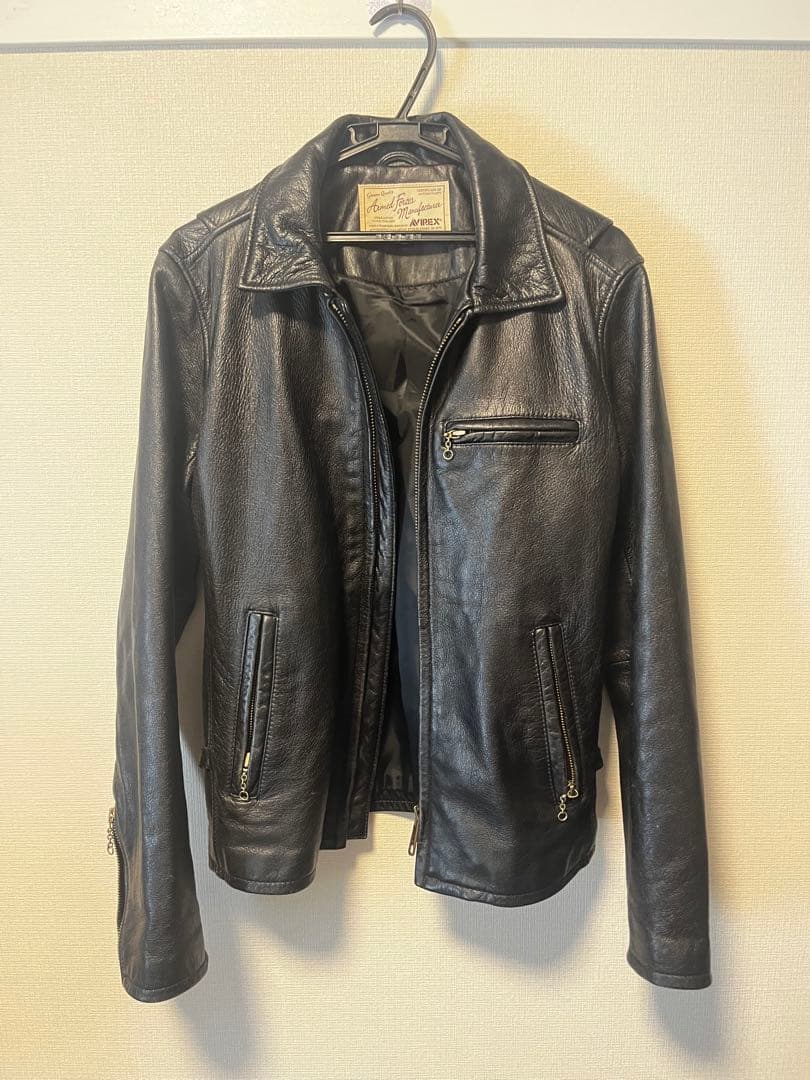 ル*読様 AVIREX トラッカーライダースレザージャケット38 ゴートスキン
