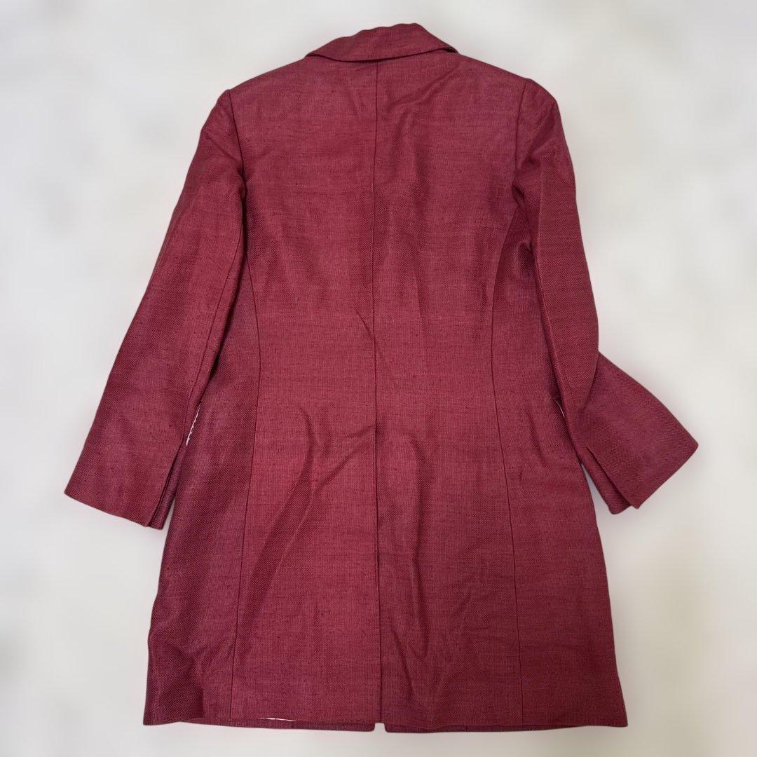 kiton キートン　コート　チェスターコート　麻　赤系