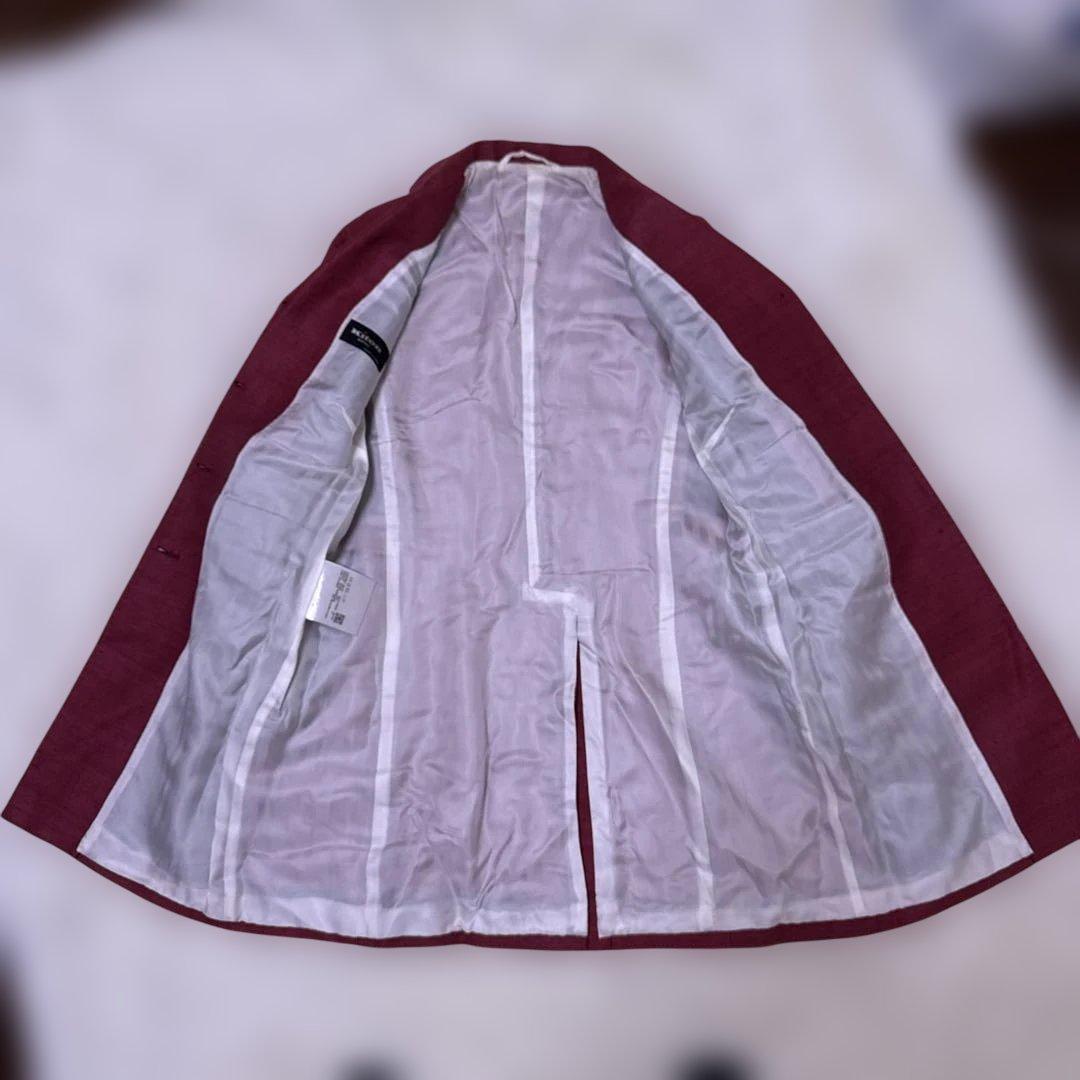 kiton キートン　コート　チェスターコート　麻　赤系