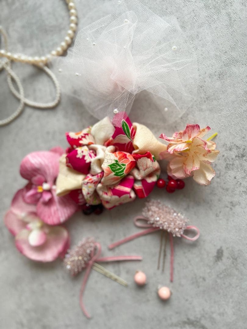 a*✿様 七五三　七五三髪飾り　ヘッドドレス　着物髪飾り　リメイク髪飾り　040