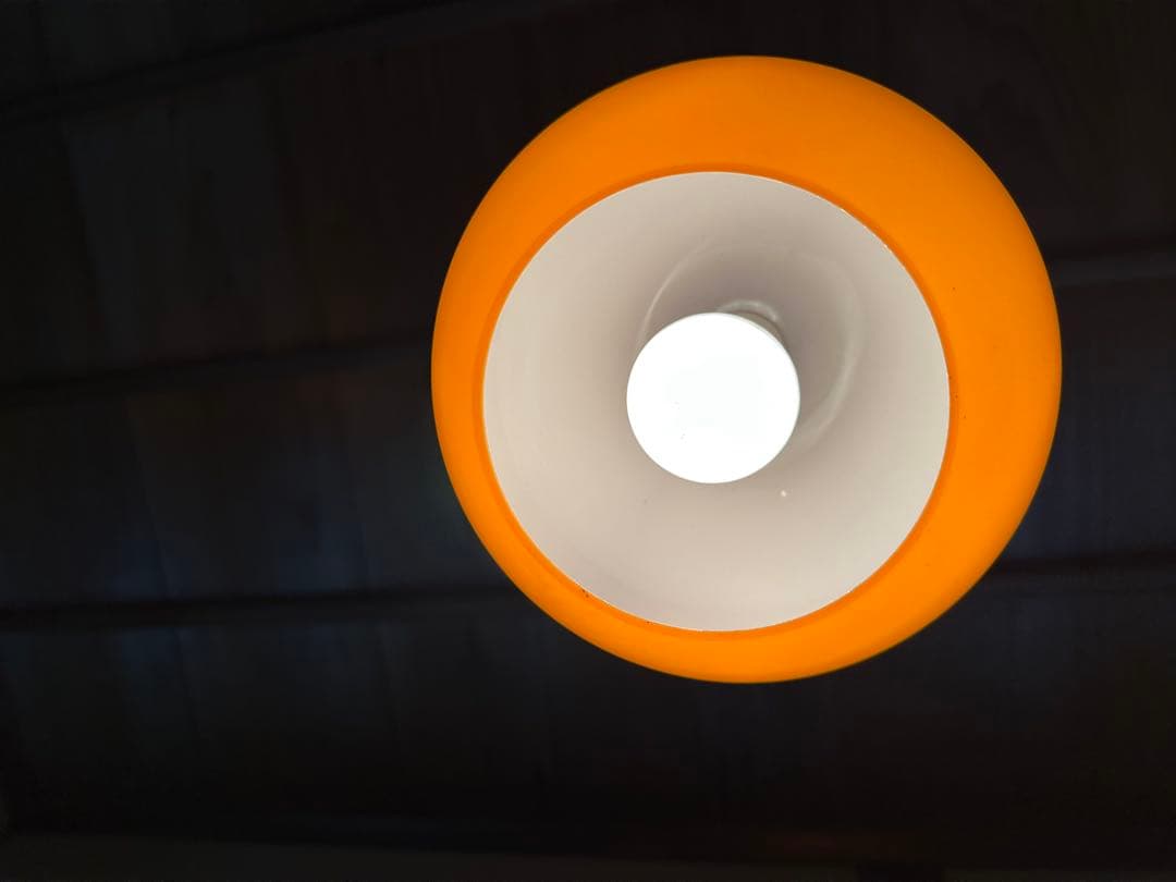 昭和レトロ　ペンダントライト　オレンジ　当時物　レトロ照明　美品