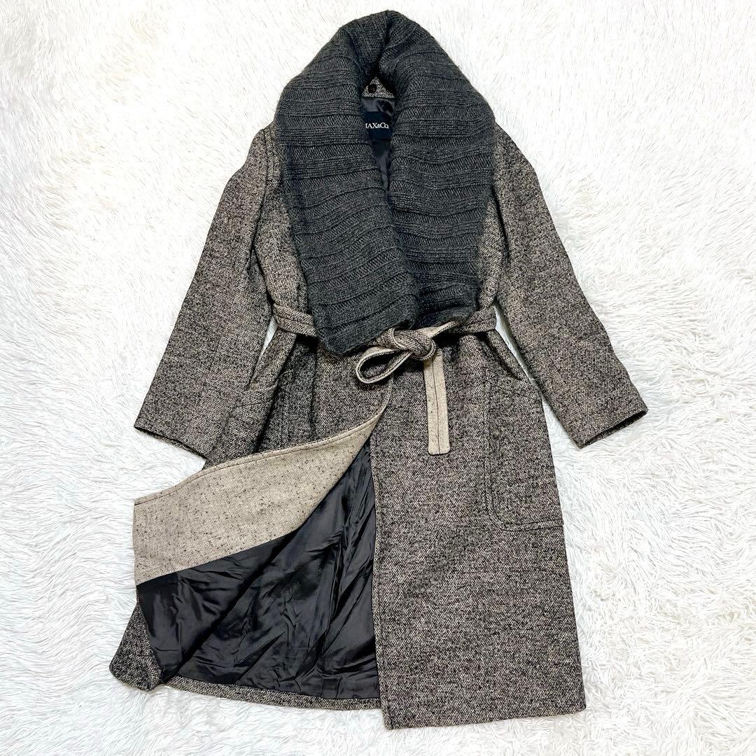 美品✨マックスアンドコー ツイード チェスターコート アルパカ＆モヘア混マフラー