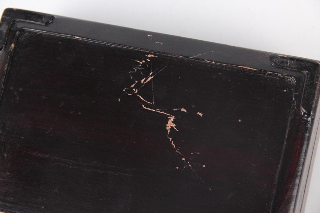 端渓硯 文房具　硯　長方形石硯　木製硯箱付　書道具　古道具　ES1-8