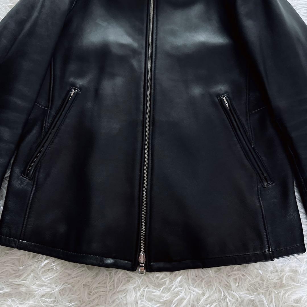 【BEAUTY&YOUTH】シングルライダースジャケット 羊革 ブラック XL