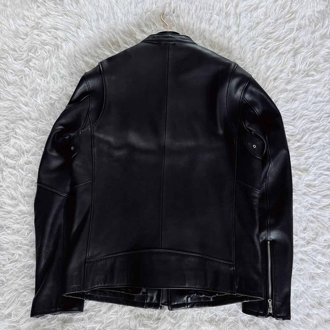 【BEAUTY&YOUTH】シングルライダースジャケット 羊革 ブラック XL