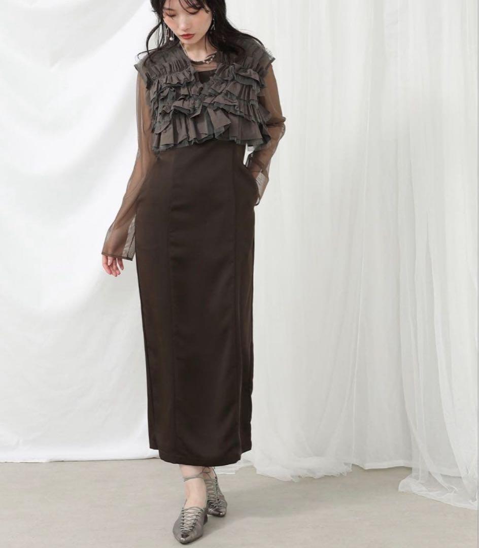 kana ボリュームフリルベスト シアートップス キャミワンピ 3点セット M