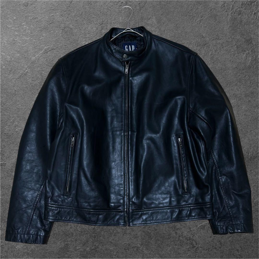 90s 00s OLD GAP 本革 シングルライダース レザージャケット