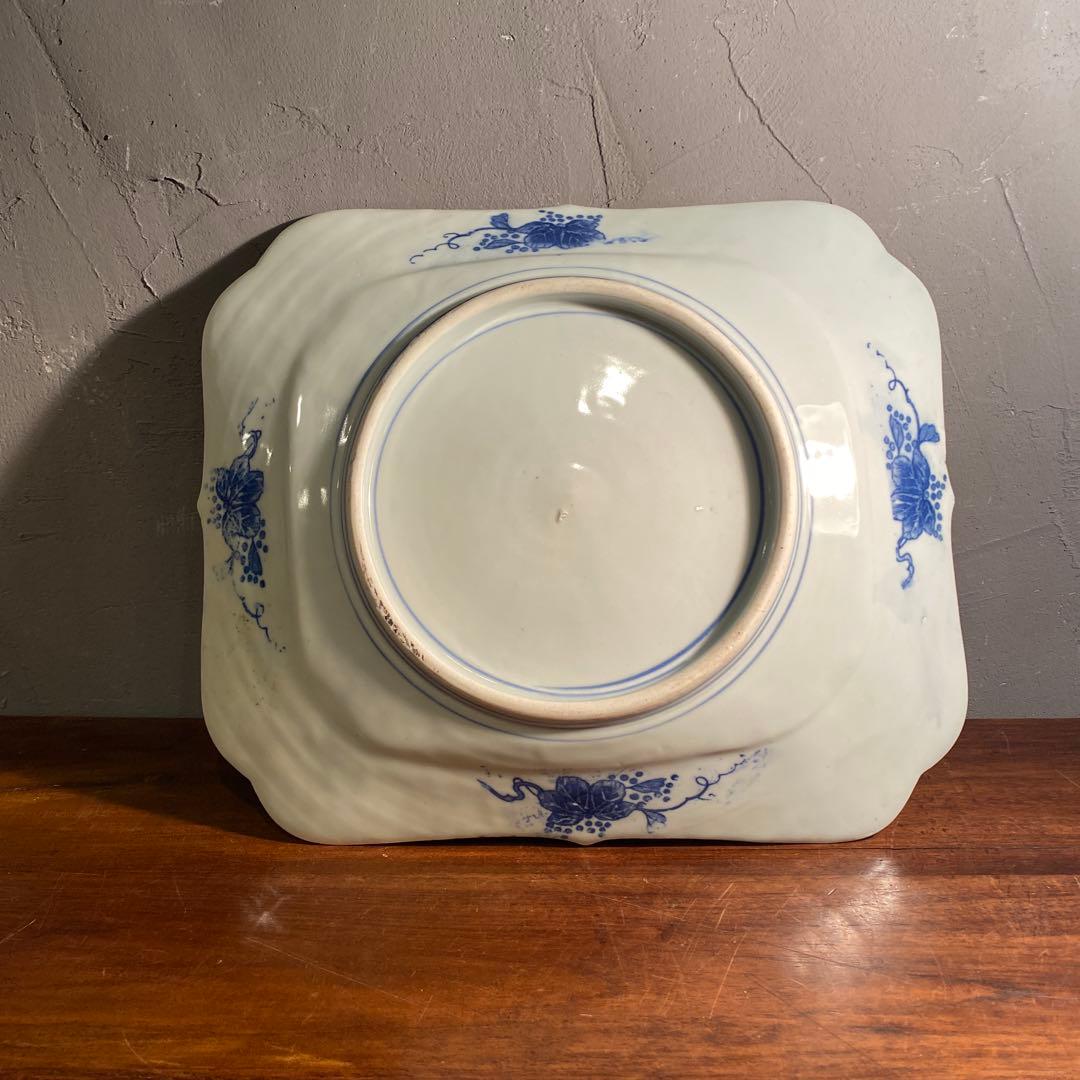 明治 印判 骨董品 八角大皿 松竹梅 稀少 36cm 美術品 コレクション