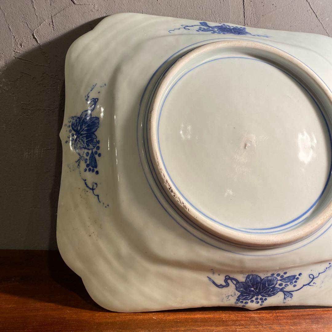 明治 印判 骨董品 八角大皿 松竹梅 稀少 36cm 美術品 コレクション