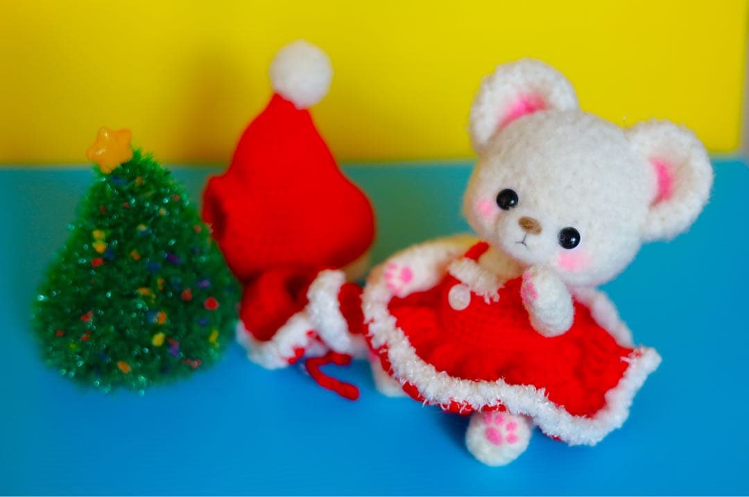 クリスマス あみぐるみ 白くま サンタ服