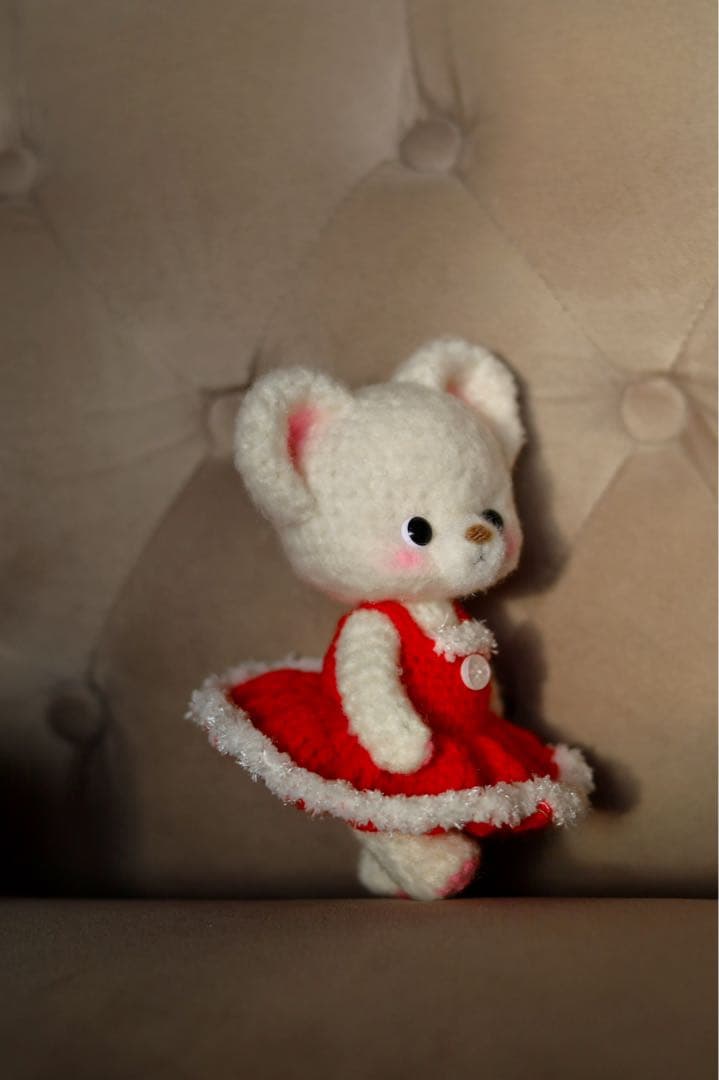 クリスマス あみぐるみ 白くま サンタ服