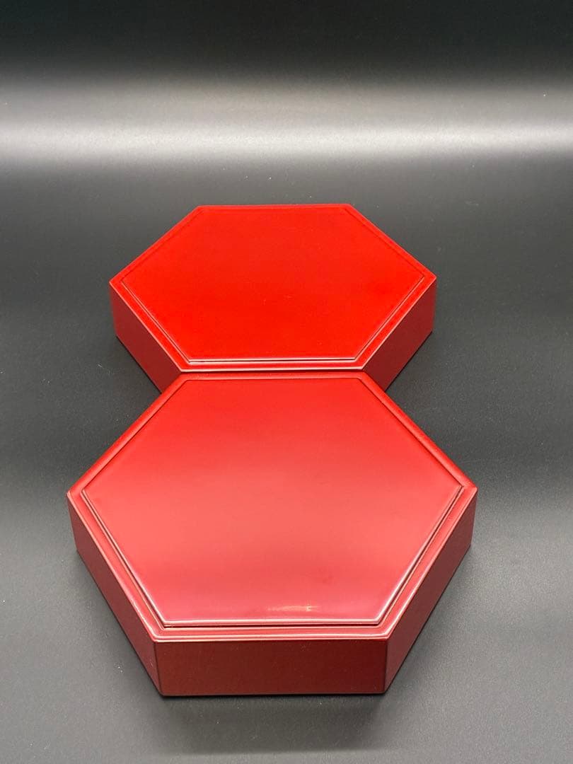 山田平安堂　宮内庁御用達　漆　漆器　六角重　三段　和食器