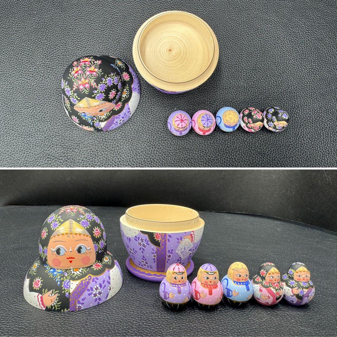 新品　ロシア　オリガ　ミッチィナ、マトリョーシカ。やや小さなタイプ。紫ボディ。