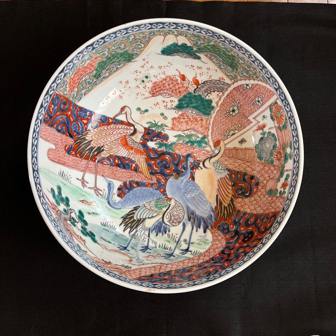 江戸時代　有田焼　古伊万里　錦手　金彩赤絵　『特大』 ‼️大鉢　直径37cm