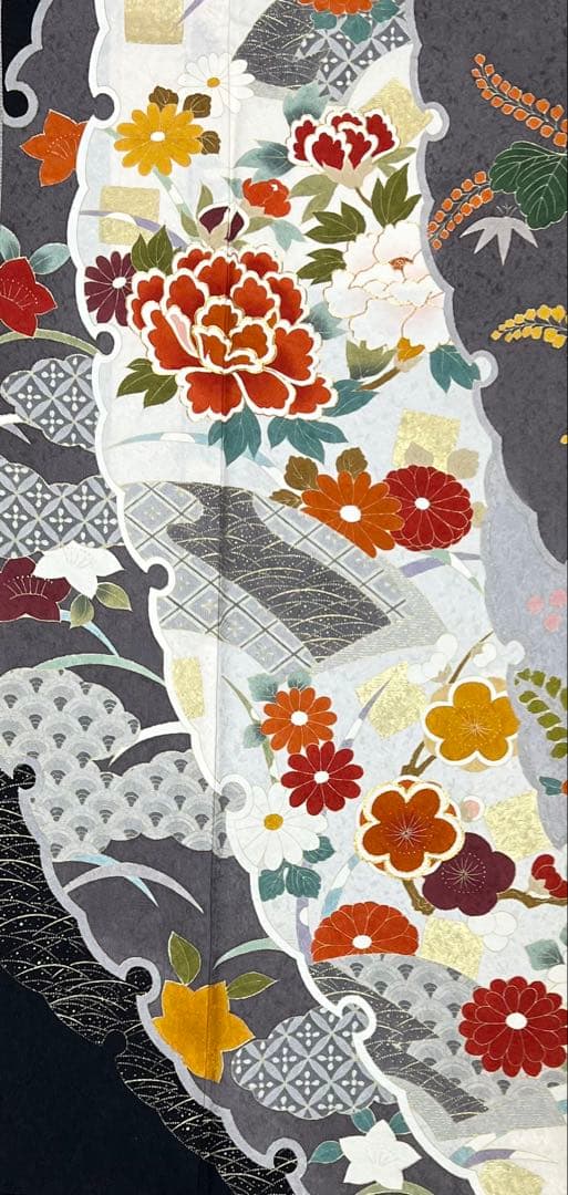 振り袖　フルセット　長襦袢付　成人式　金彩加工　刺繍入り　くすみカラー　693