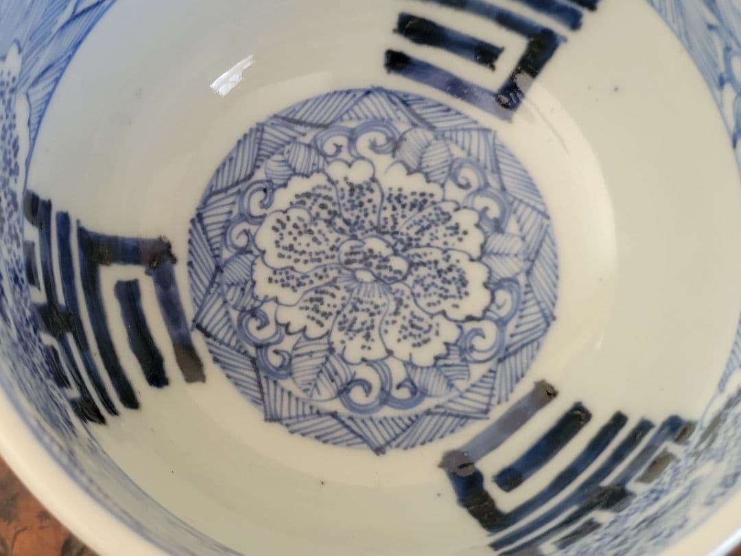 古伊万里　蝶絵柄　線書き　盃洗　骨董　時代物