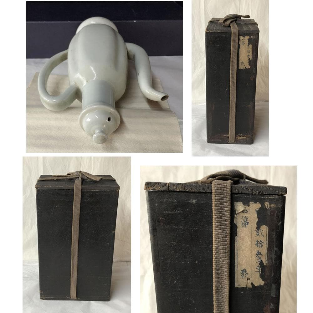 e3042 九谷焼 白磁 仙盞瓶 明治時代 水注 煎茶瓶 煎茶道具 茶道具