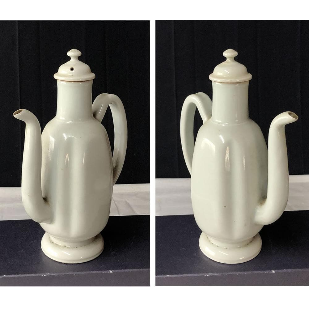 e3042 九谷焼 白磁 仙盞瓶 明治時代 水注 煎茶瓶 煎茶道具 茶道具