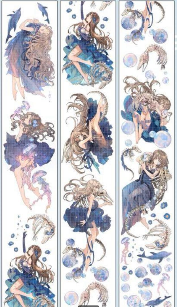 《在庫処分セール》海外　人物　マスキングテープ　墨魚 ホロ　8点