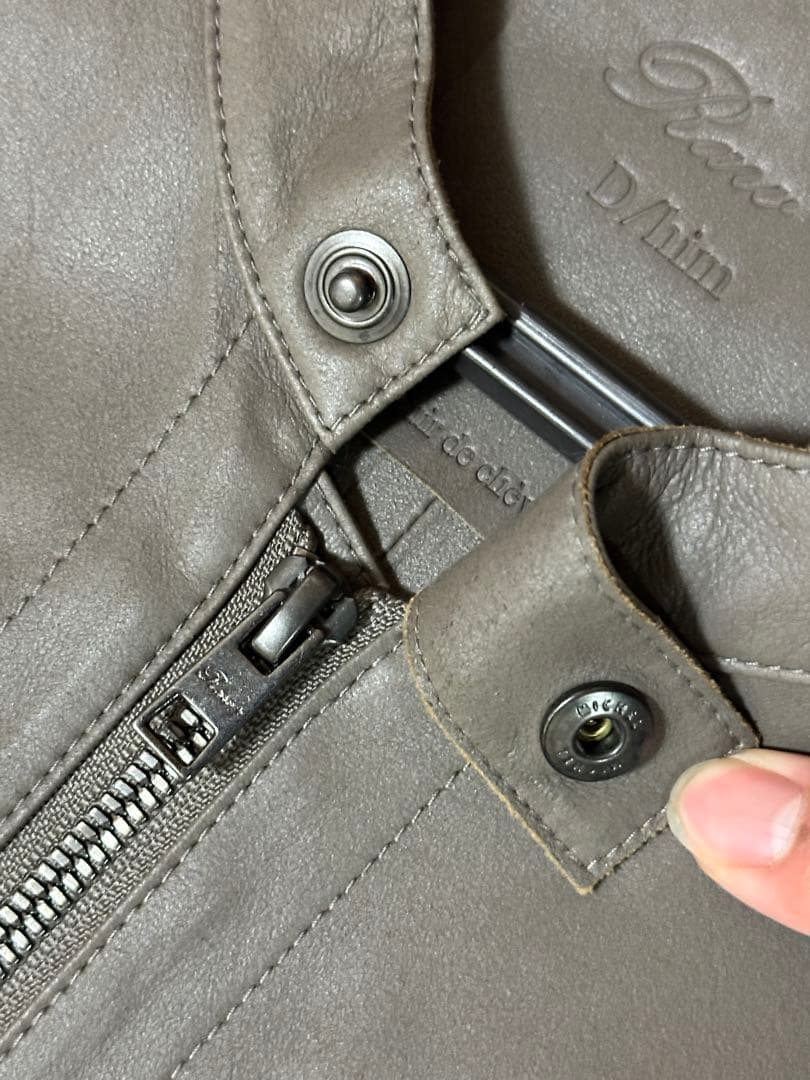 D/him ラム ライダースジャケット 48 グレー