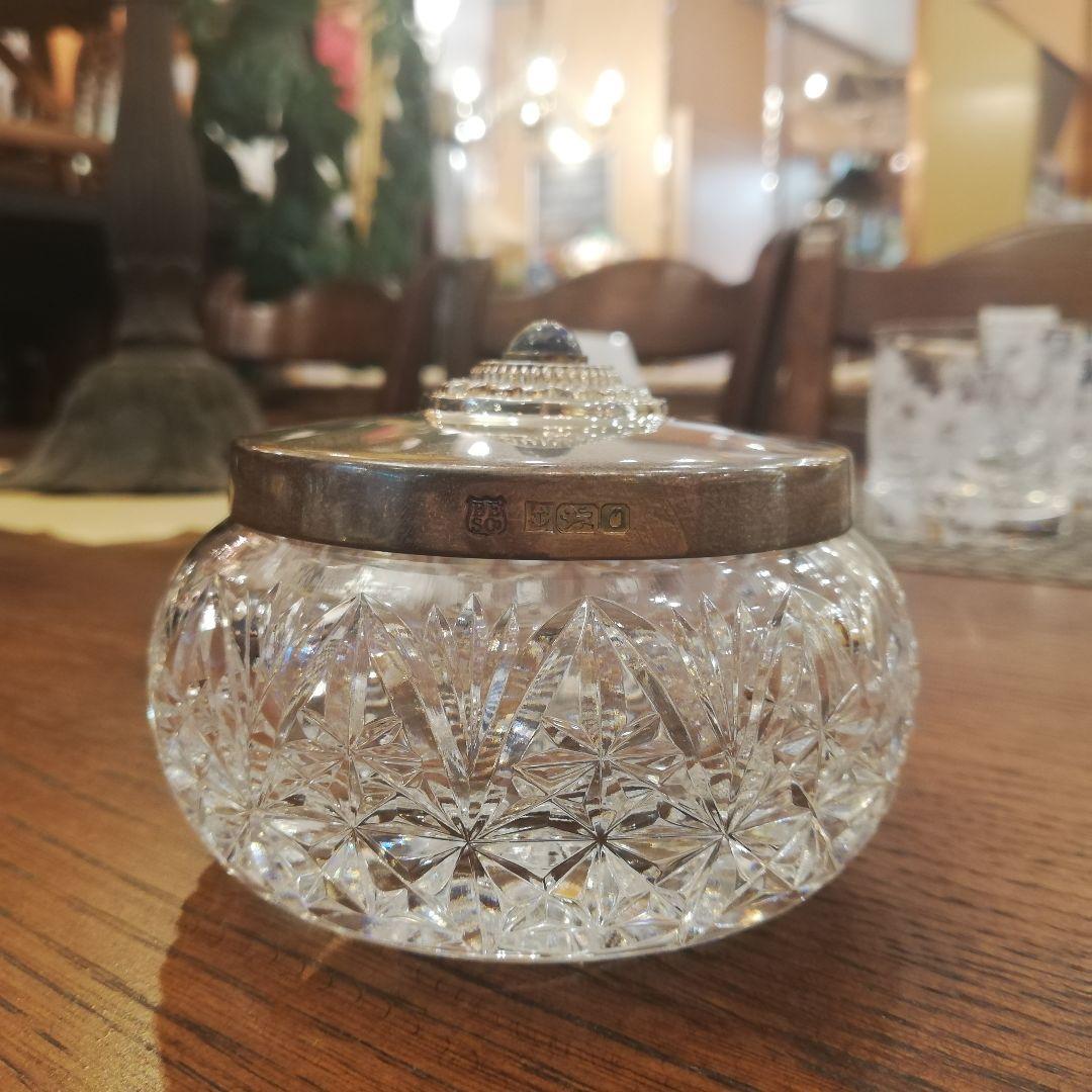 ◇英国アンティーク　スターリングシルバー蓋付　キャンディーボウル