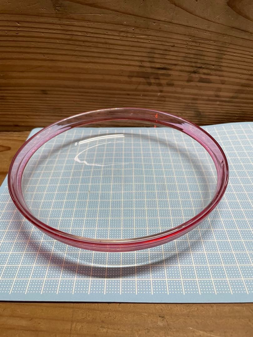 レトロ　ガラス皿【m1495 大正ガラス　明治　吹きガラス　骨董　ウランガラス】