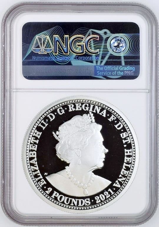 2021年 セントヘレナ スリーグレイセス 2オンス 銀貨 NGC PF69UC