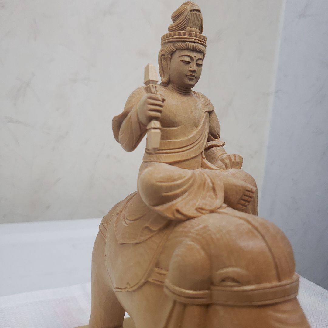 Ｂフライデー蔵出し特価ノミ跡手彫りヒバ材 帝釈天像2.2寸 総高さ約22.5cm